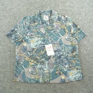 Reyn Spooned Avengers Marvel Top Womens Extra Large Green Button Up Print New